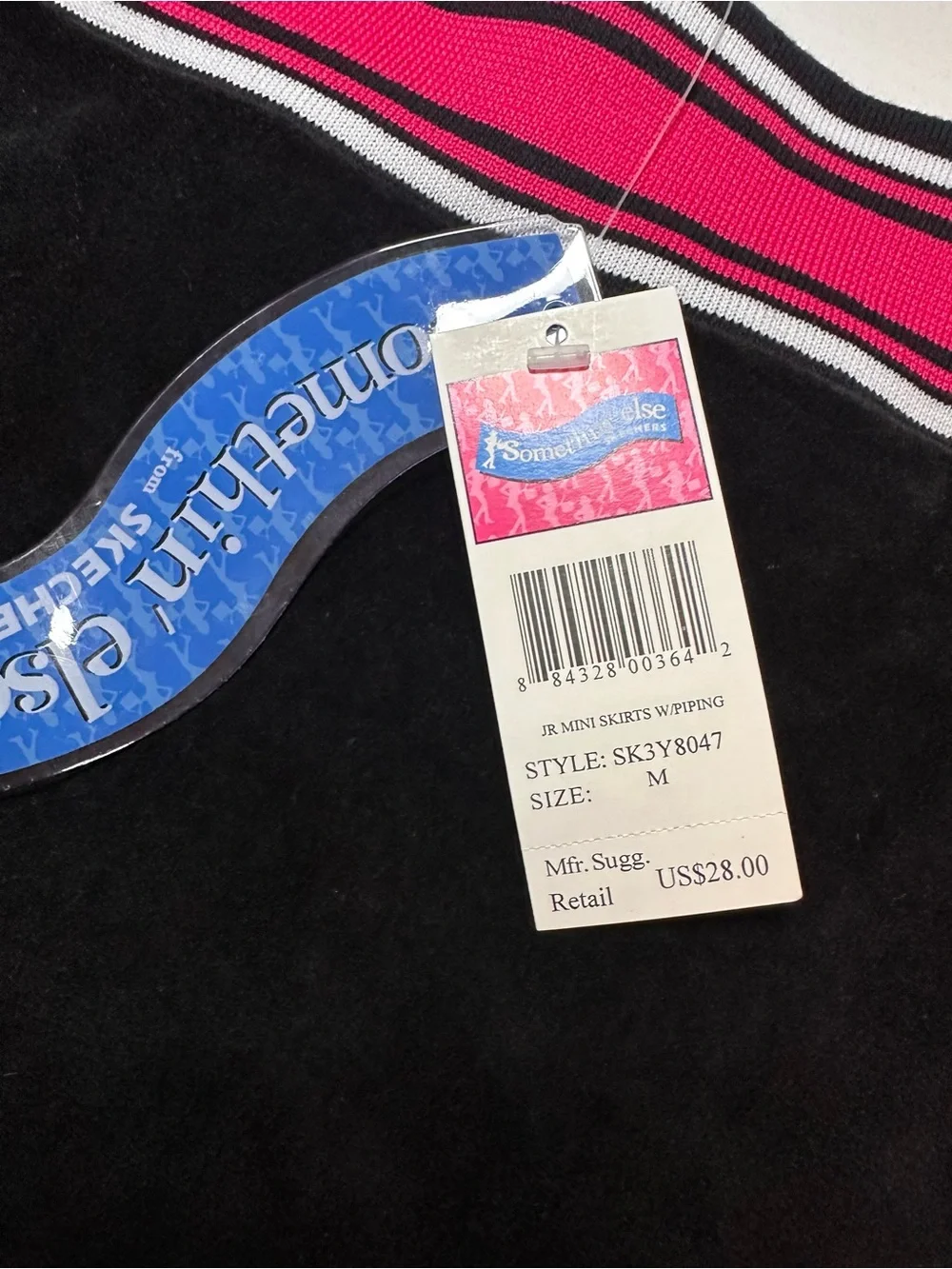 Skechers Black Velour Mini Skirt with Pink Trim. Juniors size medium